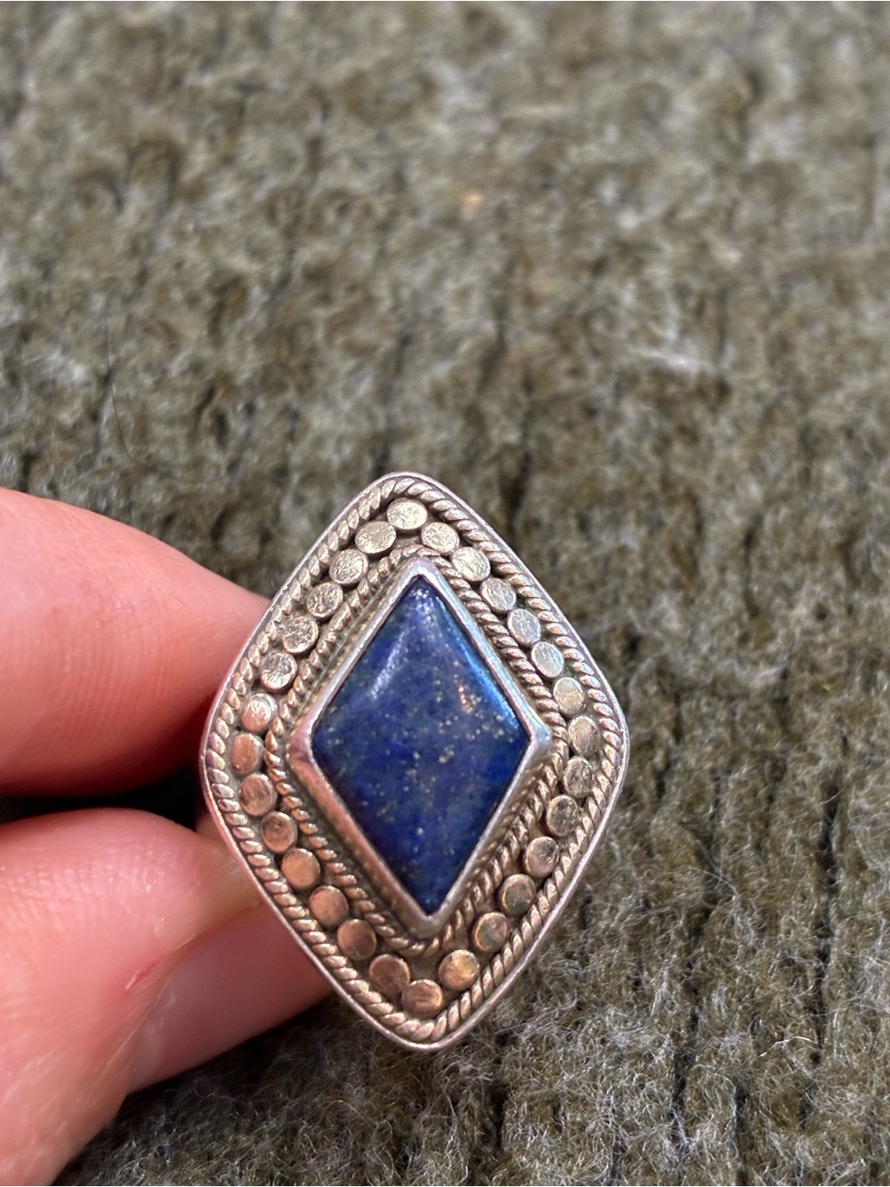Anna Beck Sterling Silver and 14k gold Lapiz Lazuli diamond cut ring.